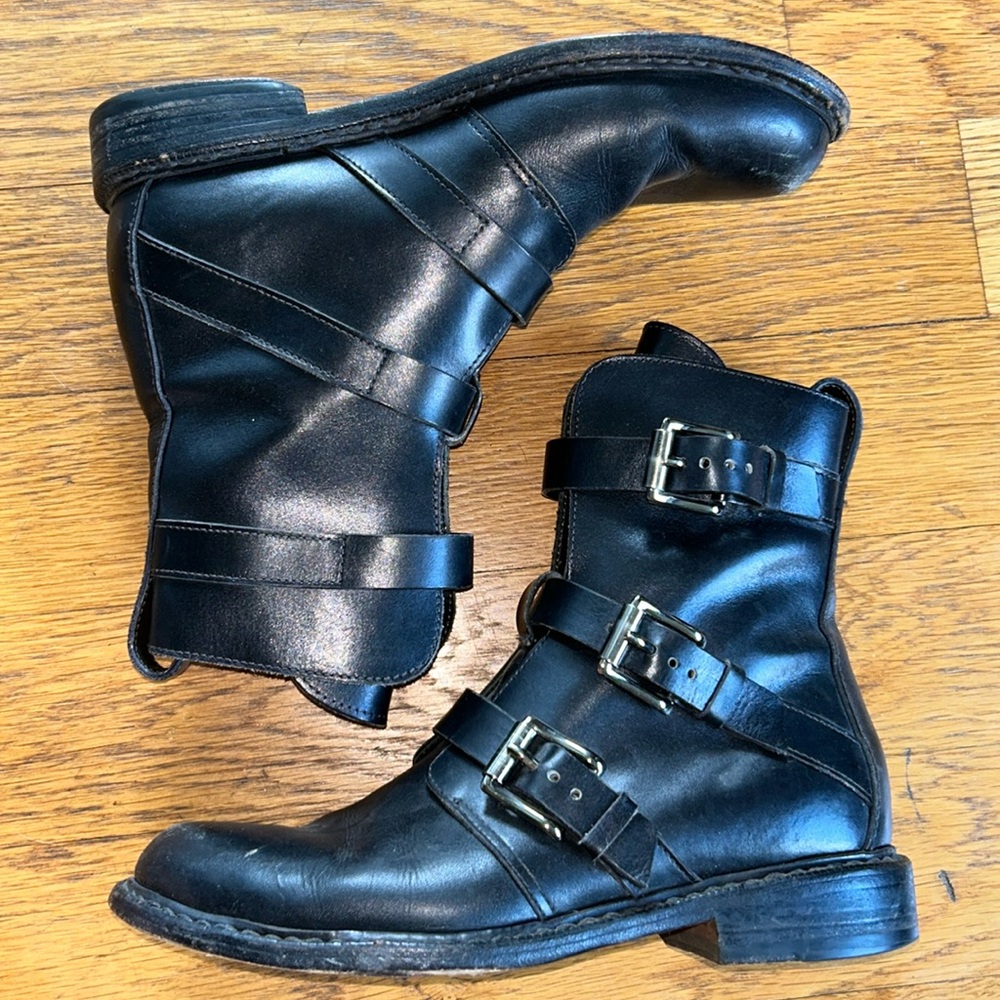 Rag and Bone leather buckle combat boots black 7.5
